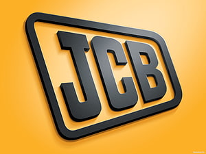 JCB 3D Logo on Vibrant Yellow Background with Black Lettering and Frame HD wallpaper